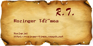 Rozinger Tímea névjegykártya